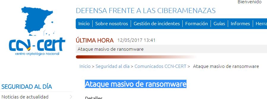 Comunicat davant l'atac massiu de ransomware